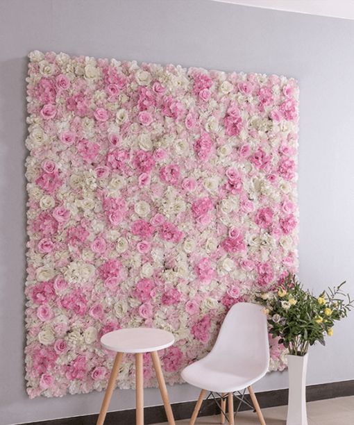 Prairie rose flower wall with rustic charm