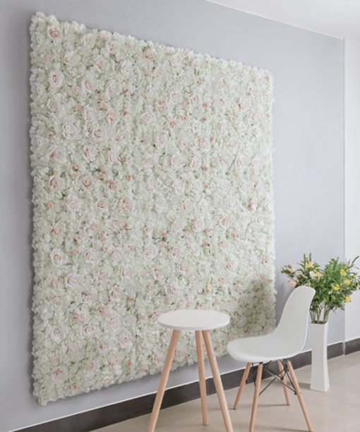Elegant pure white flower wall for chic weddings